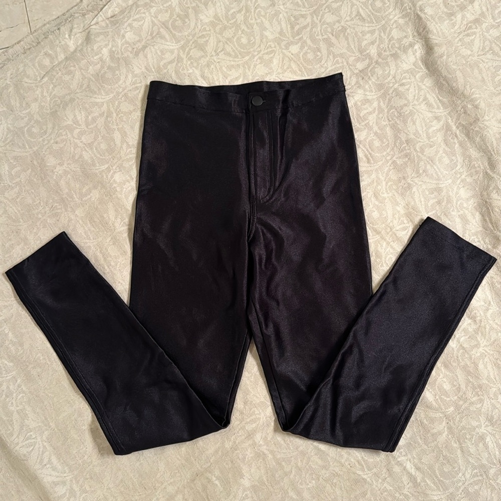 American Apparel Black Satin High-Waisted Disco Hot Pants, Size M